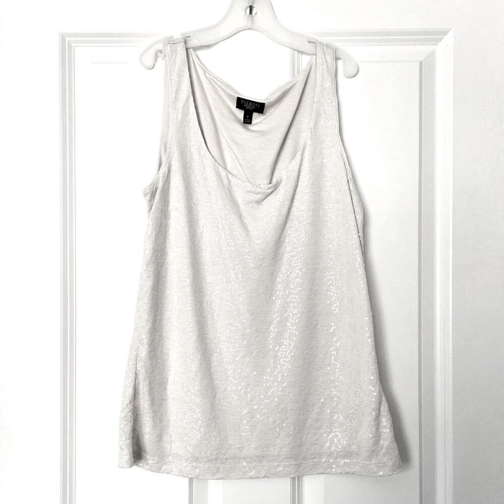 Talbots Ivory Sequined Sleeveless Tank Top